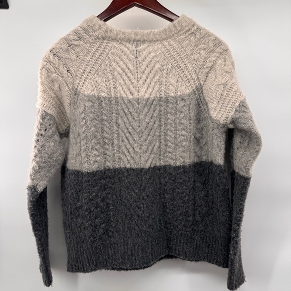 Marc by Marc Jacobs || Connolly Gray Stripe Cable Knit Wool Sweater Large - Picture 8 of 9
